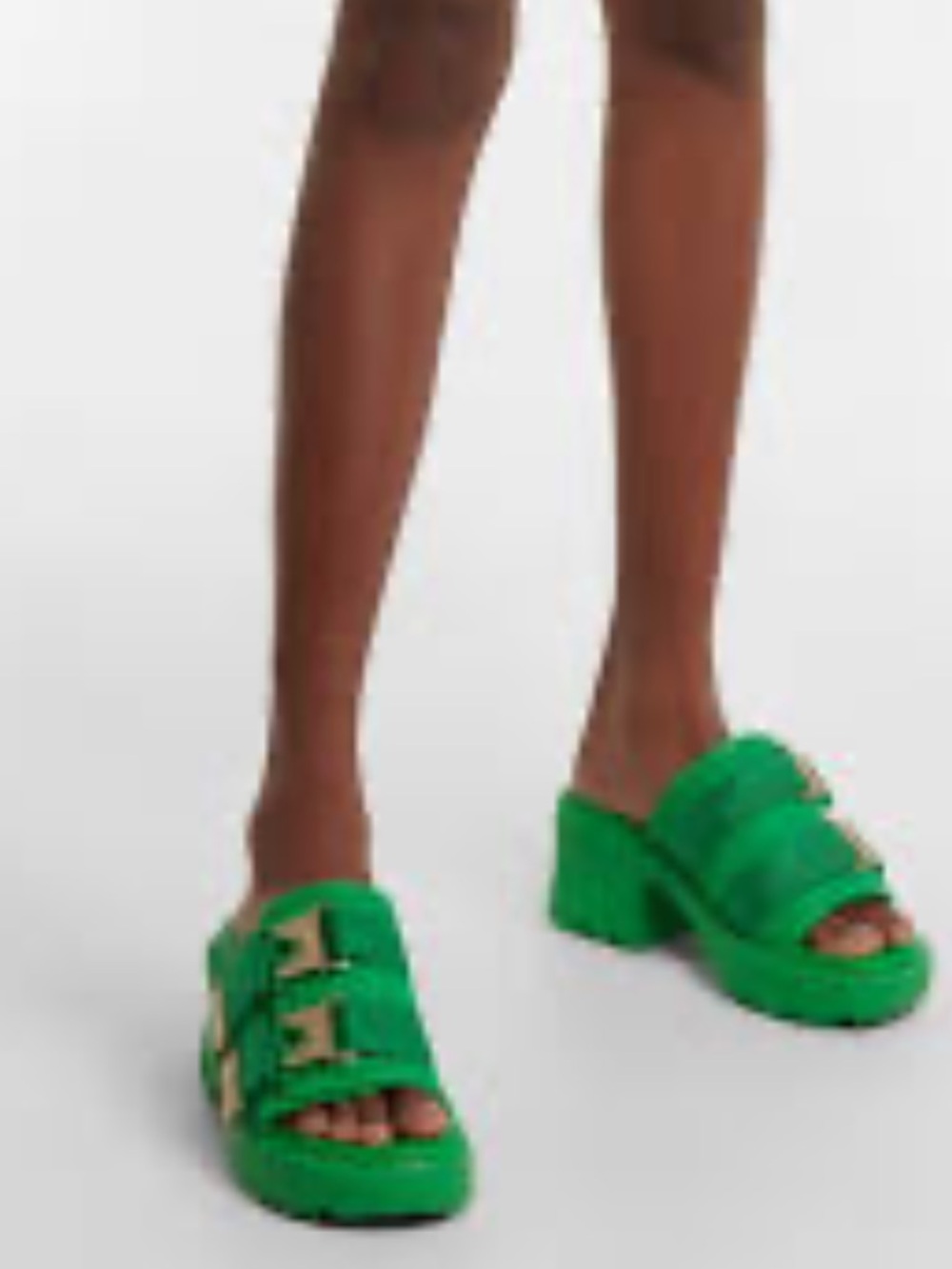 Bottega Veneta Green Chunky Slide Sandals